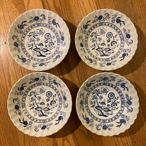 Four Blue Nordic Blue Onion Cereal Bowls